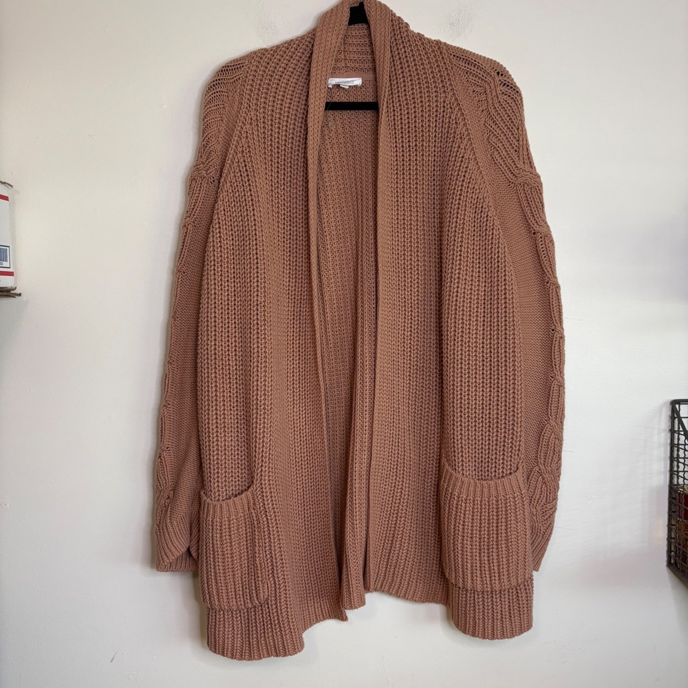 Haven Well Within Terracotta Rose Cable Knit Open Front Cardigan Sweater XL